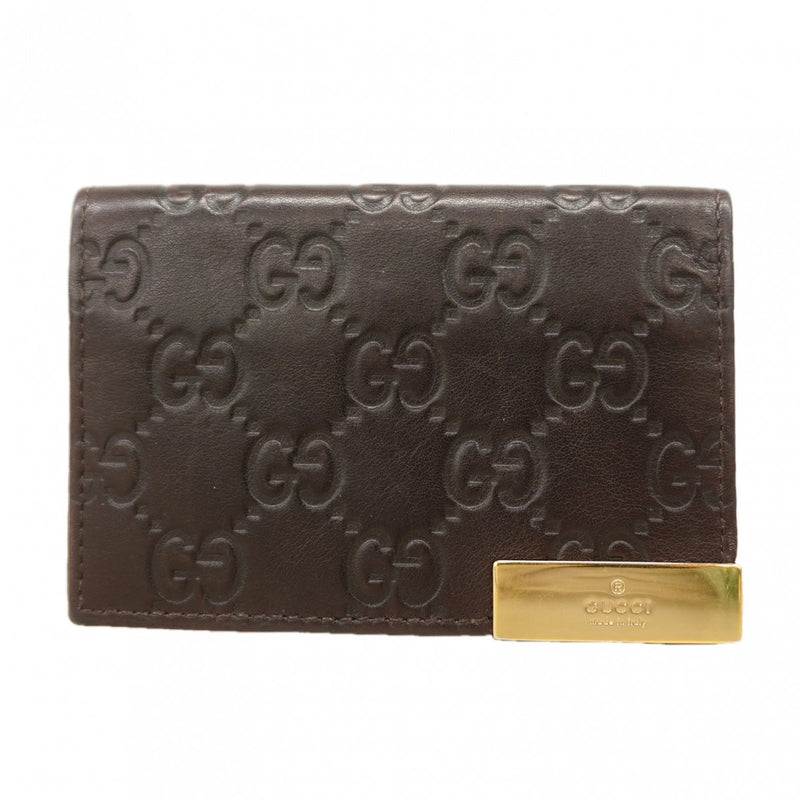 【6fa0149-k】グッチ 名刺入れ グッチシマ 278561 レザー ブラウン ゴールド金具【中古】メンズ レディース ユニセックス
