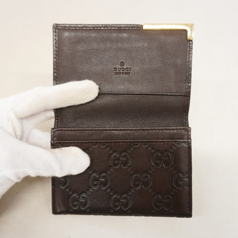 【6fa0149-k】グッチ 名刺入れ グッチシマ 278561 レザー ブラウン ゴールド金具【中古】メンズ レディース ユニセックス