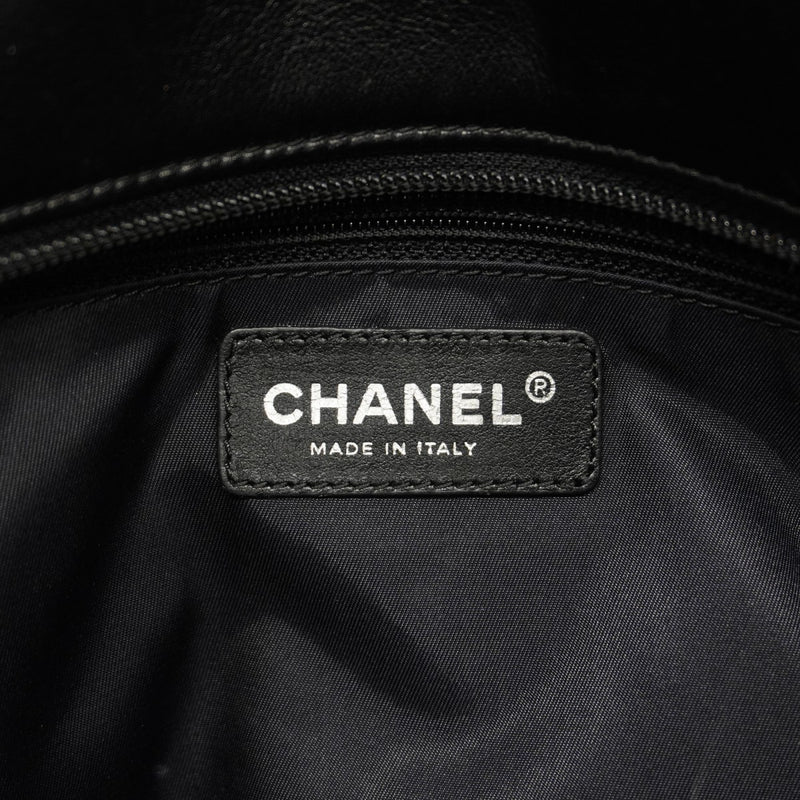 【6fa0159】シャネル トートバッグ パリビアリッツ ハラコ ブラック シルバー金具【中古】レディース