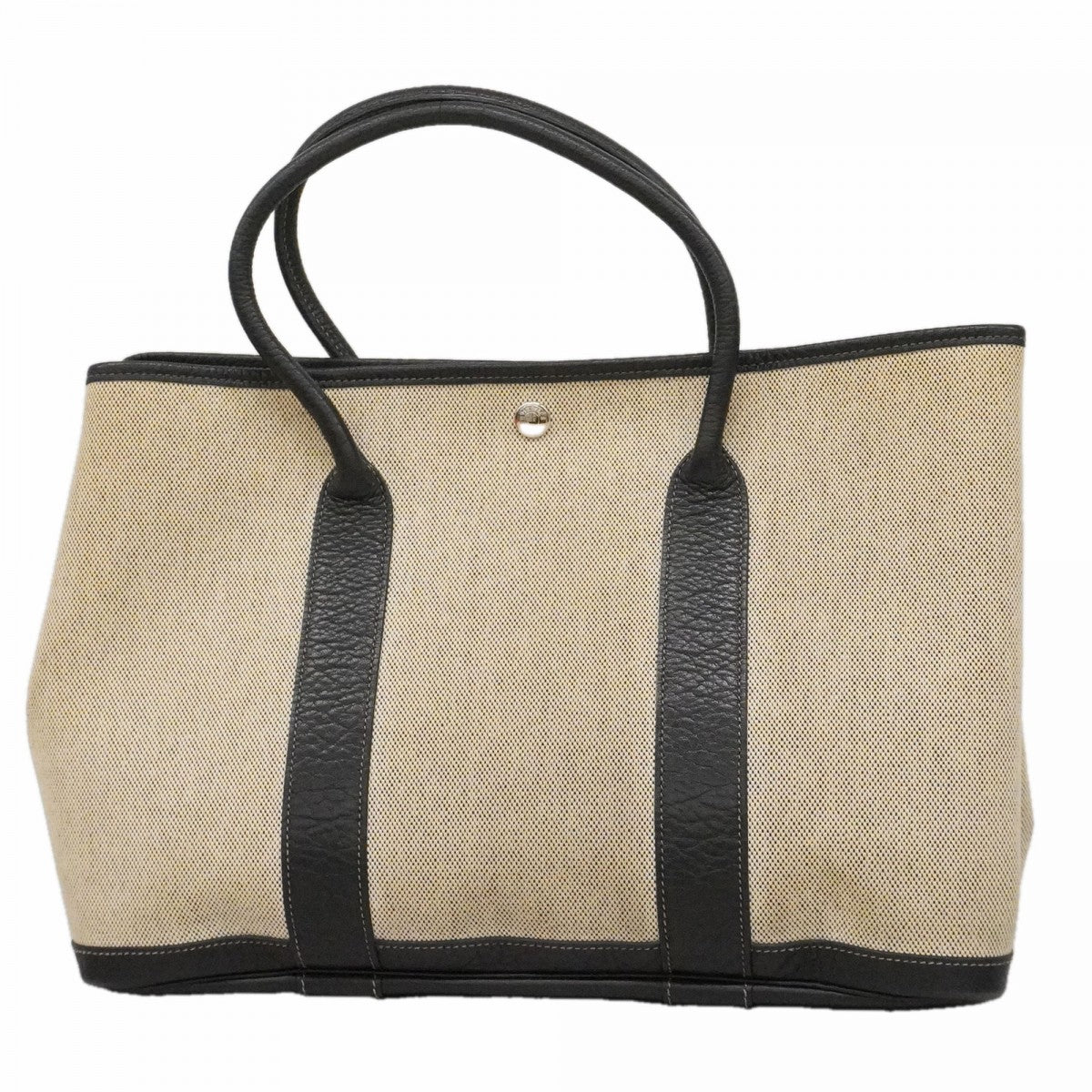 【6fa0169】エルメス トートバッグ ガーデンパーティPM トワルアッシュ ブラック シルバー金具 □H刻印【中古】レディース