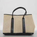 【6fa0169】エルメス トートバッグ ガーデンパーティPM トワルアッシュ ブラック シルバー金具 □H刻印【中古】レディース