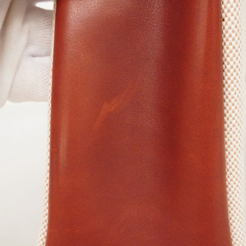 【6fa0170】エルメス ハンドバッグ フールトゥPM トワルアッシュ レザー ボルドー シルバー金具 □F刻印【中古】レディース