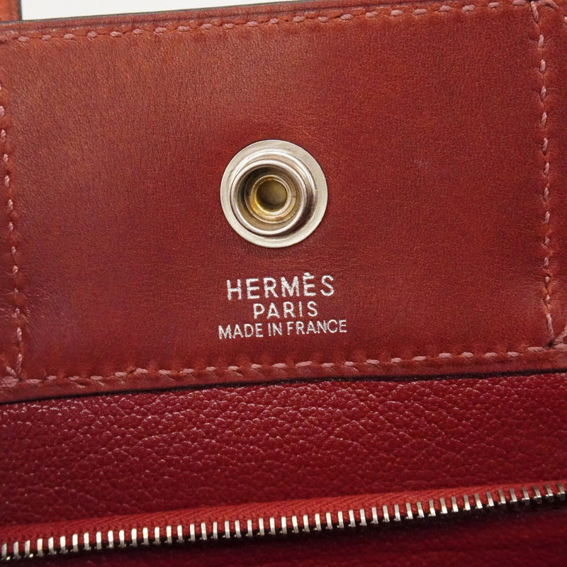 【6fa0170】エルメス ハンドバッグ フールトゥPM トワルアッシュ レザー ボルドー シルバー金具 □F刻印【中古】レディース