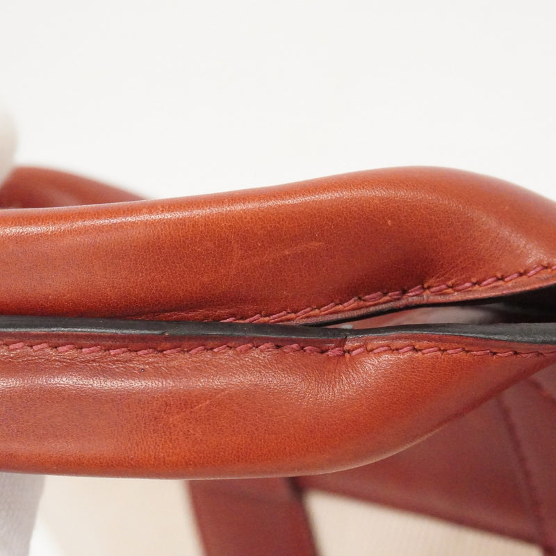 【6fa0170】エルメス ハンドバッグ フールトゥPM トワルアッシュ レザー ボルドー シルバー金具 □F刻印【中古】レディース