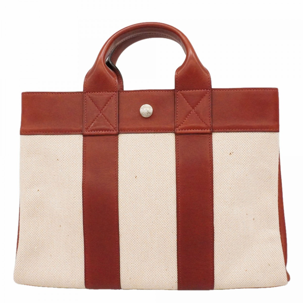 【6fa0170】エルメス ハンドバッグ フールトゥPM トワルアッシュ レザー ボルドー シルバー金具 □F刻印【中古】レディース