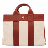 【6fa0170】エルメス ハンドバッグ フールトゥPM トワルアッシュ レザー ボルドー シルバー金具 □F刻印【中古】レディース