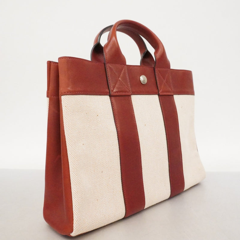 【6fa0170】エルメス ハンドバッグ フールトゥPM トワルアッシュ レザー ボルドー シルバー金具 □F刻印【中古】レディース