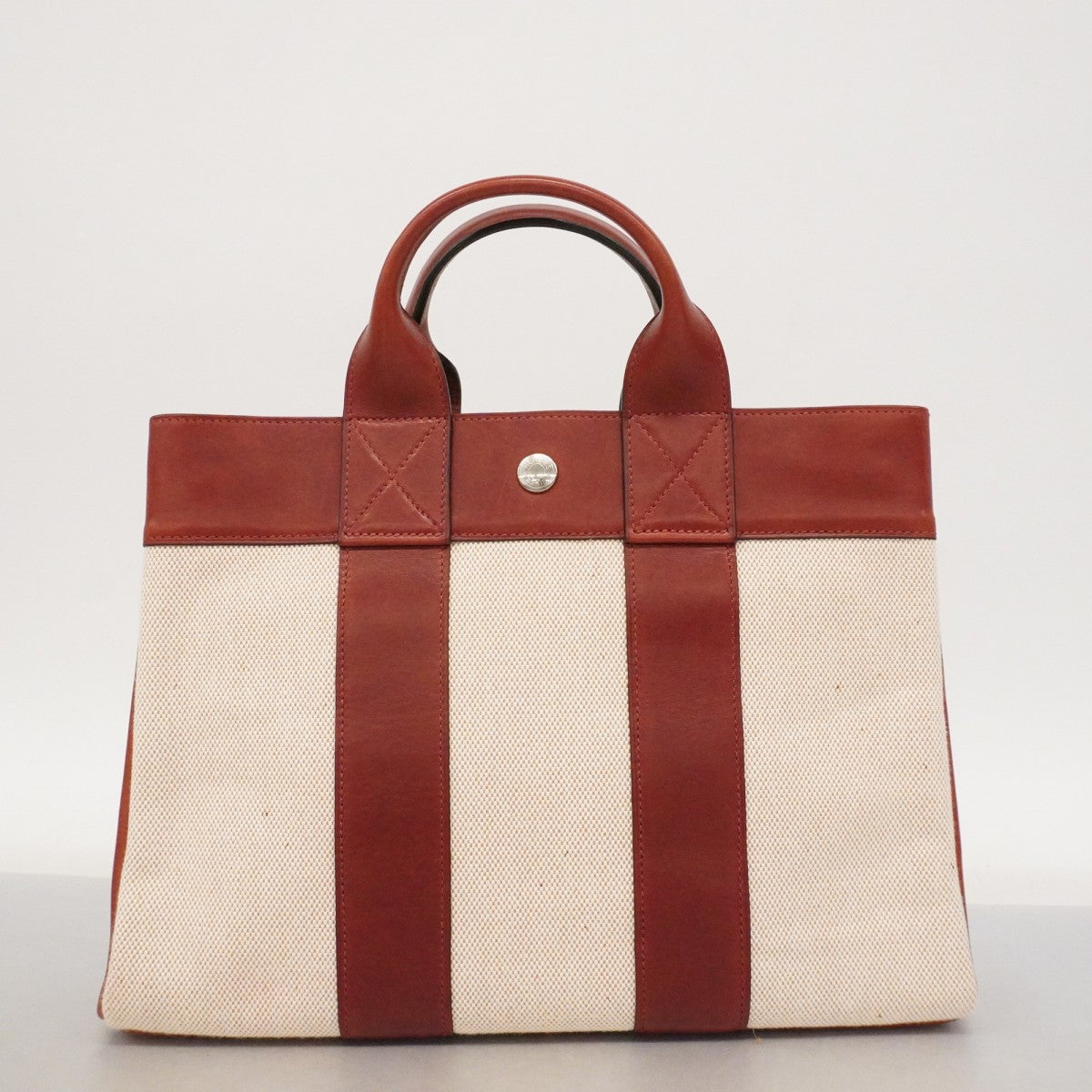 【6fa0170】エルメス ハンドバッグ フールトゥPM トワルアッシュ レザー ボルドー シルバー金具 □F刻印【中古】レディース