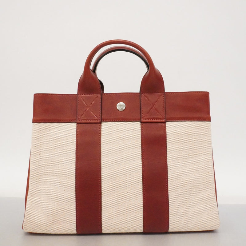 【6fa0170】エルメス ハンドバッグ フールトゥPM トワルアッシュ レザー ボルドー シルバー金具 □F刻印【中古】レディース