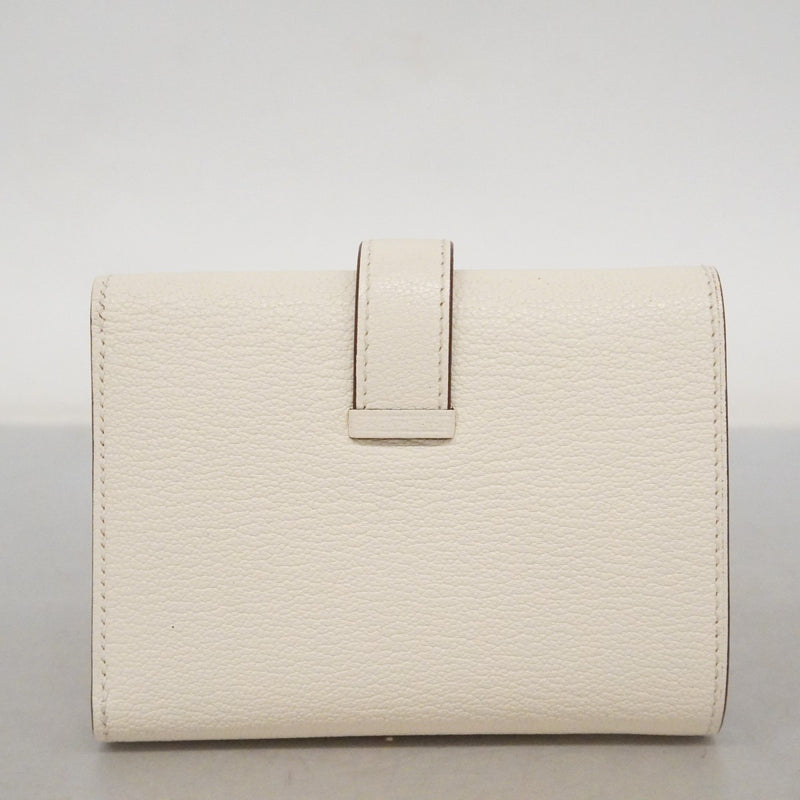 【6fa0171】エルメス 三つ折り財布 ベアンコンビネ シェブルミゾル マッシュルーム ゴールド金具 U刻印【中古】レディース