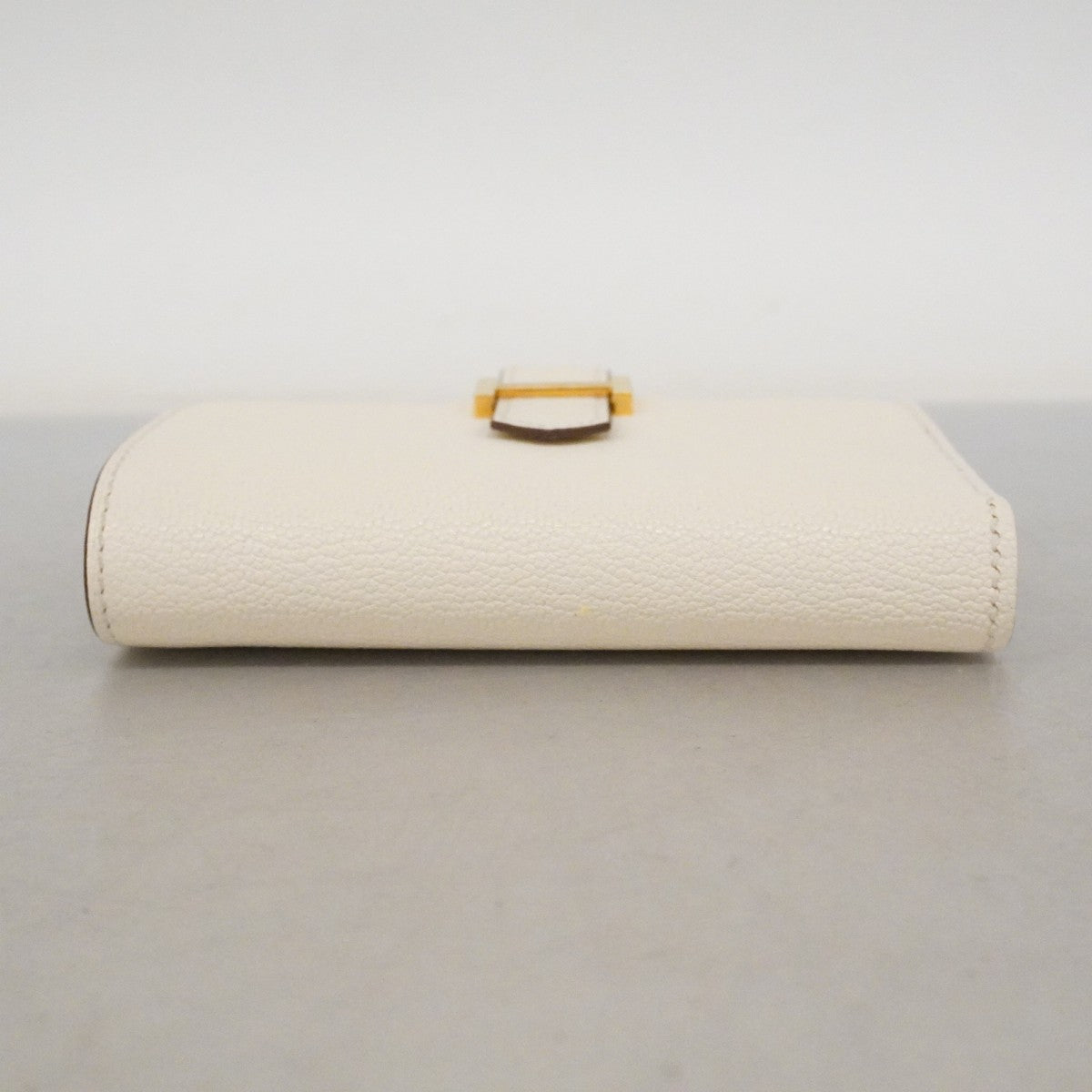 【6fa0171】エルメス 三つ折り財布 ベアンコンビネ シェブルミゾル マッシュルーム ゴールド金具 U刻印【中古】レディース