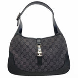 【6fa0187-k】グッチ ハンドバッグ ジャッキー 00963 デニム ブラック シルバー金具【中古】レディース