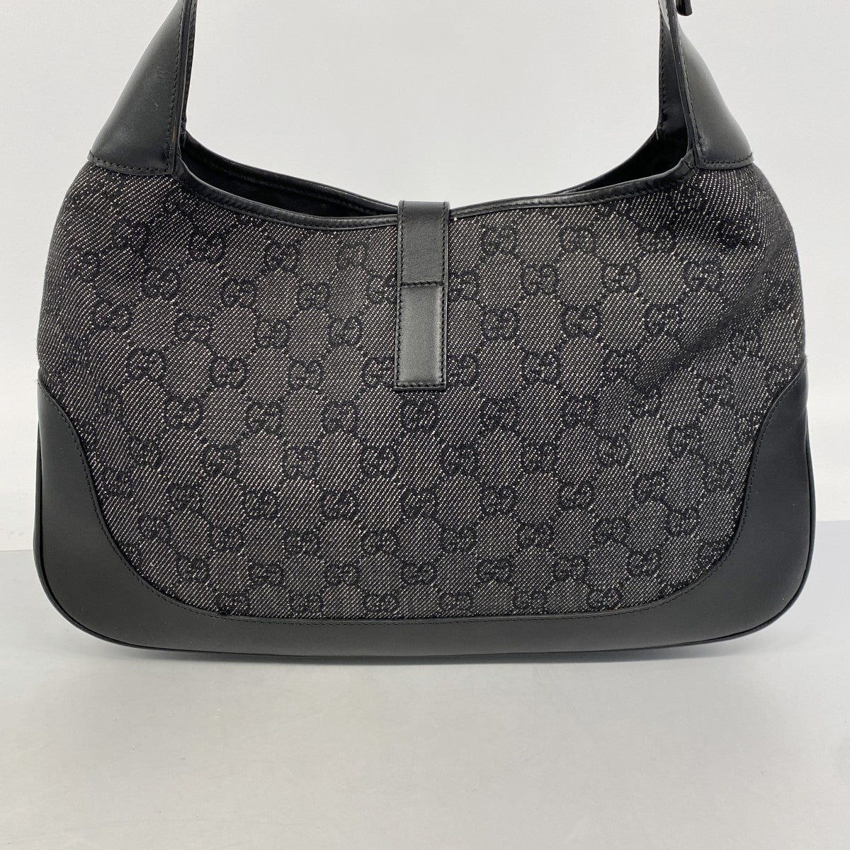 【6fa0187-k】グッチ ハンドバッグ ジャッキー 00963 デニム ブラック シルバー金具【中古】レディース