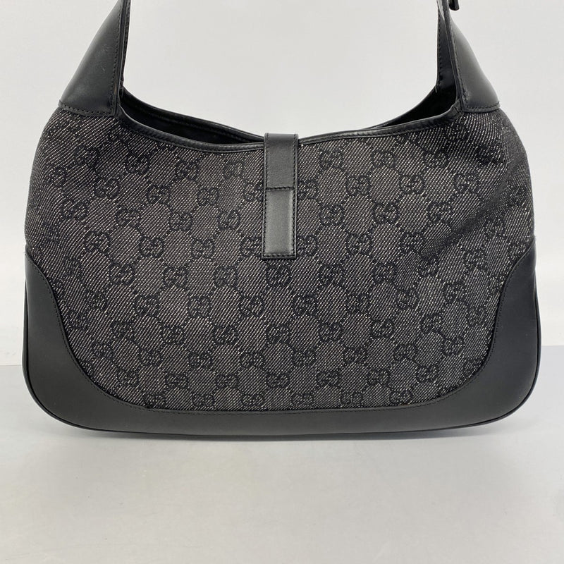 【6fa0187-k】グッチ ハンドバッグ ジャッキー 00963 デニム ブラック シルバー金具【中古】レディース