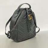 【6fa0195-k】グッチ リュック・デイパック GGマーモント 476671 レザー ブラック ゴールド金具【中古】レディース