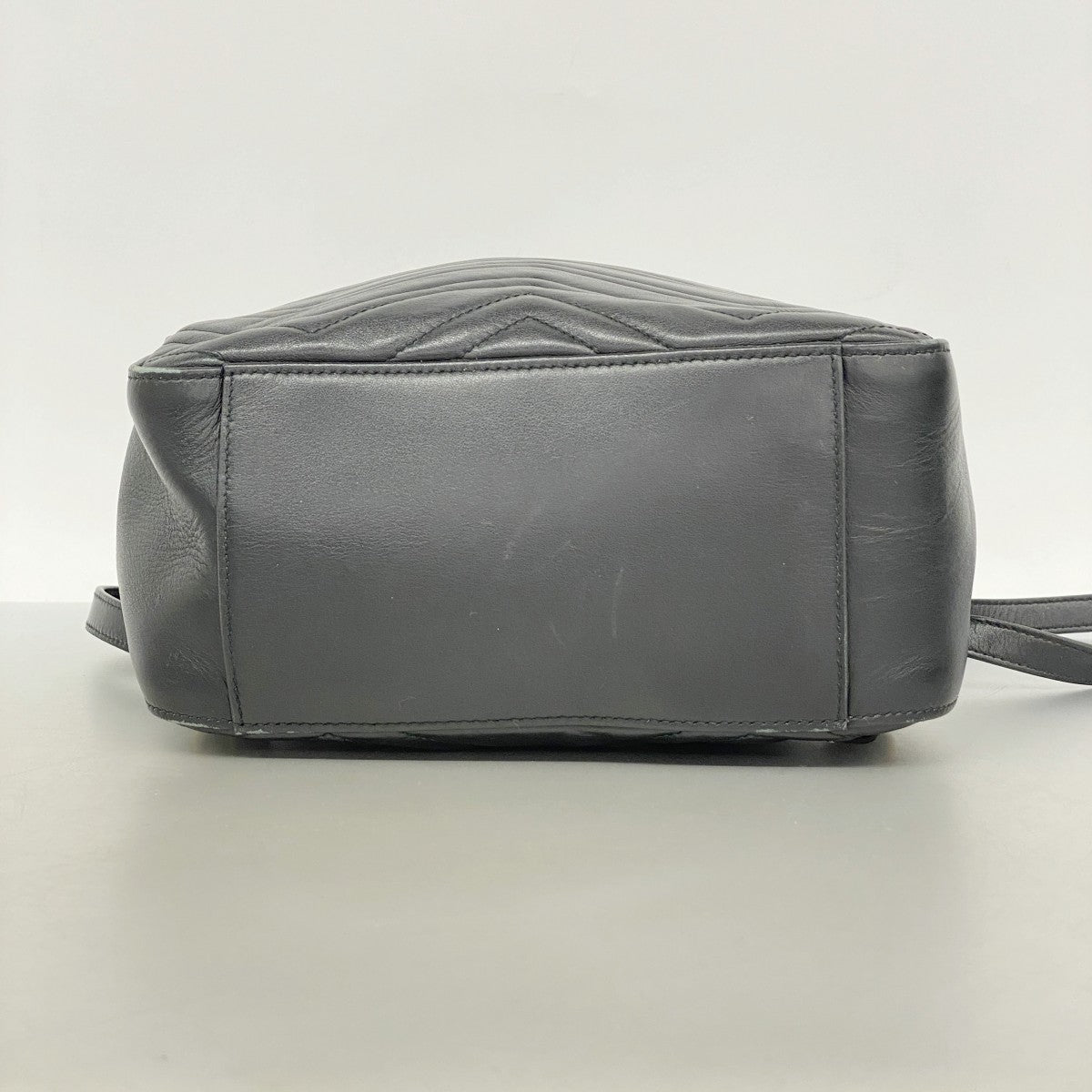 【6fa0195-k】グッチ リュック・デイパック GGマーモント 476671 レザー ブラック ゴールド金具【中古】レディース