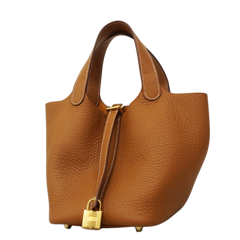 【6fa0202】エルメス ハンドバッグ ピコタンロックPM トリヨンクレマンス ゴールド ゴールド金具 K刻印【中古】レディース