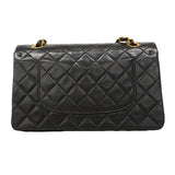 【6fa0204-h】シャネル ショルダーバッグ マトラッセ Wフラップ Wチェーン ラムスキン ブラック ゴールド金具【中古】レディース