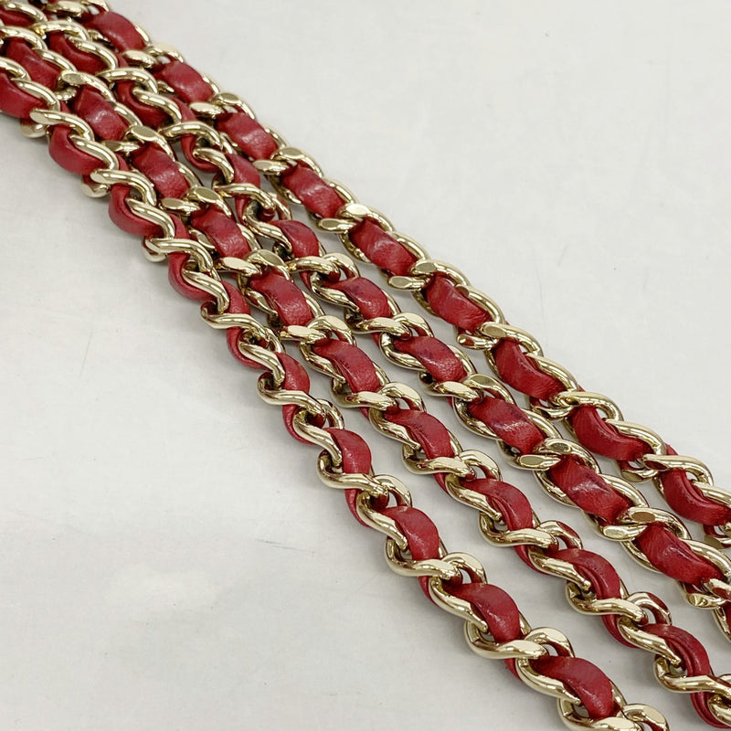 【6fa0214-k】シャネル ショルダーバッグ マトラッセ チェーンショルダー ラムスキン レッド シャンパンゴールド金具【中古】レディース