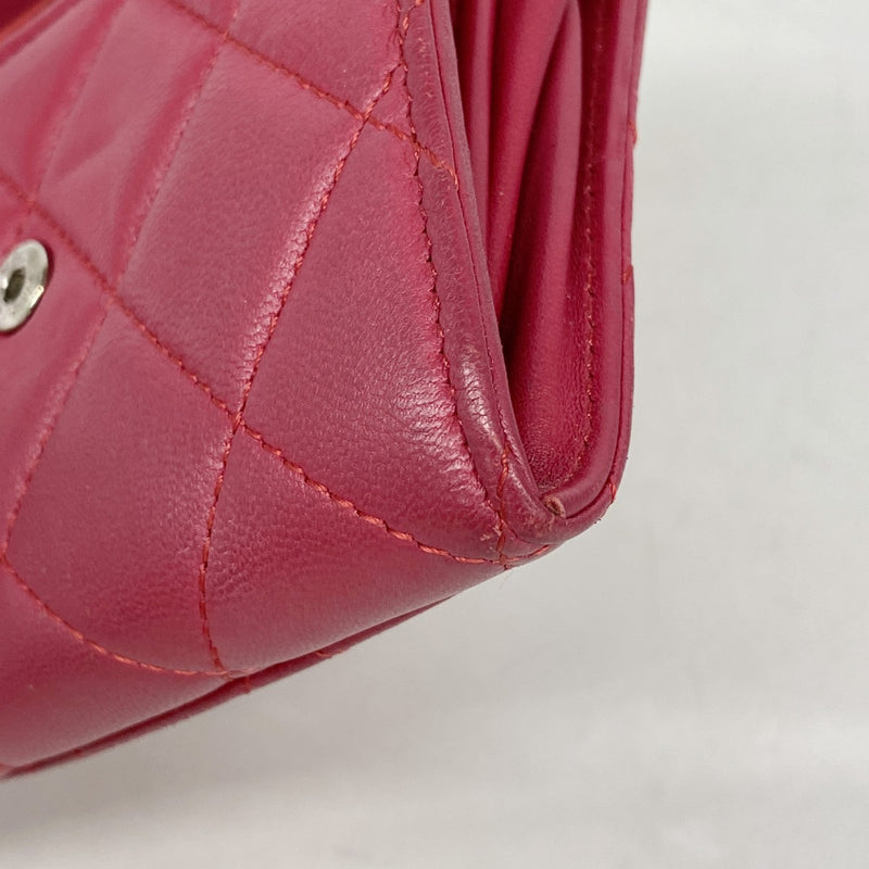 【6fa0217-k】シャネル カードケース マトラッセ ラムスキン レッド シルバー金具【中古】レディース