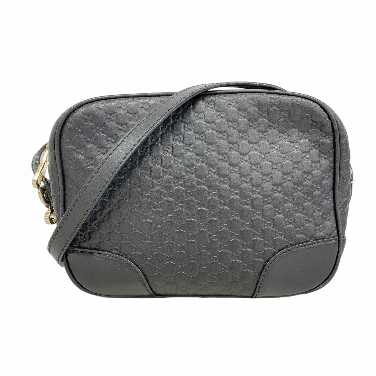 【6fa0218-k】グッチ ショルダーバッグ マイクログッチシマ 449413 レザー ブラック シャンパンゴールド金具【中古】レディース