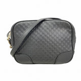 【6fa0218-k】グッチ ショルダーバッグ マイクログッチシマ 449413 レザー ブラック シャンパンゴールド金具【中古】レディース
