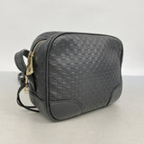 【6fa0218-k】グッチ ショルダーバッグ マイクログッチシマ 449413 レザー ブラック シャンパンゴールド金具【中古】レディース