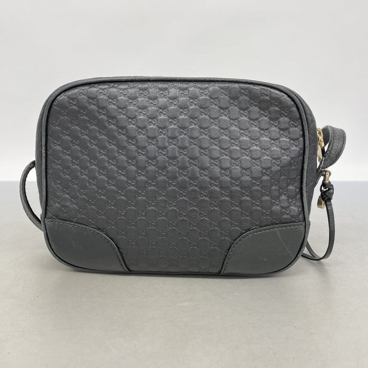【6fa0218-k】グッチ ショルダーバッグ マイクログッチシマ 449413 レザー ブラック シャンパンゴールド金具【中古】レディース