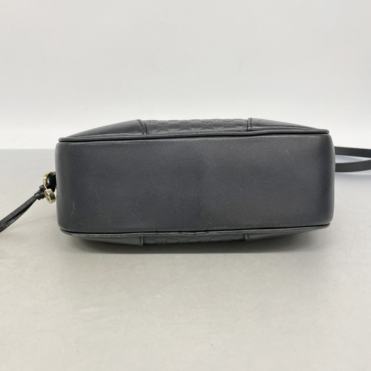 【6fa0218-k】グッチ ショルダーバッグ マイクログッチシマ 449413 レザー ブラック シャンパンゴールド金具【中古】レディース