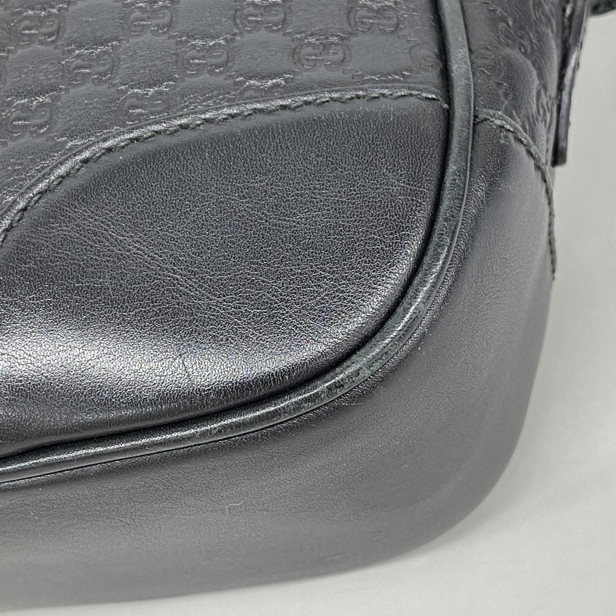 【6fa0218-k】グッチ ショルダーバッグ マイクログッチシマ 449413 レザー ブラック シャンパンゴールド金具【中古】レディース