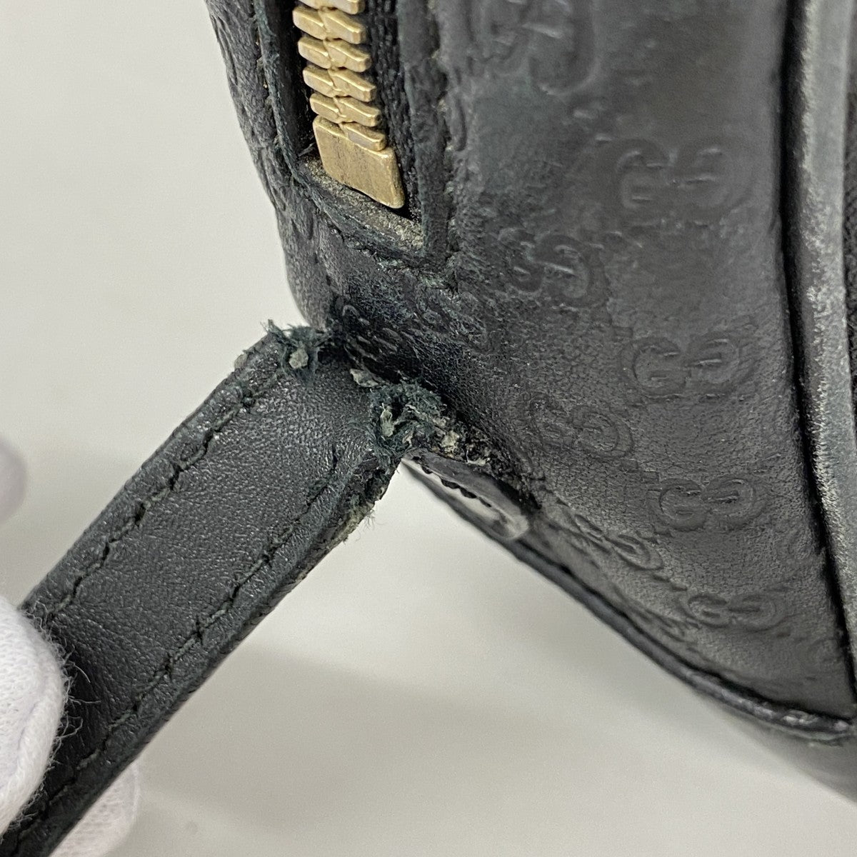 【6fa0218-k】グッチ ショルダーバッグ マイクログッチシマ 449413 レザー ブラック シャンパンゴールド金具【中古】レディース