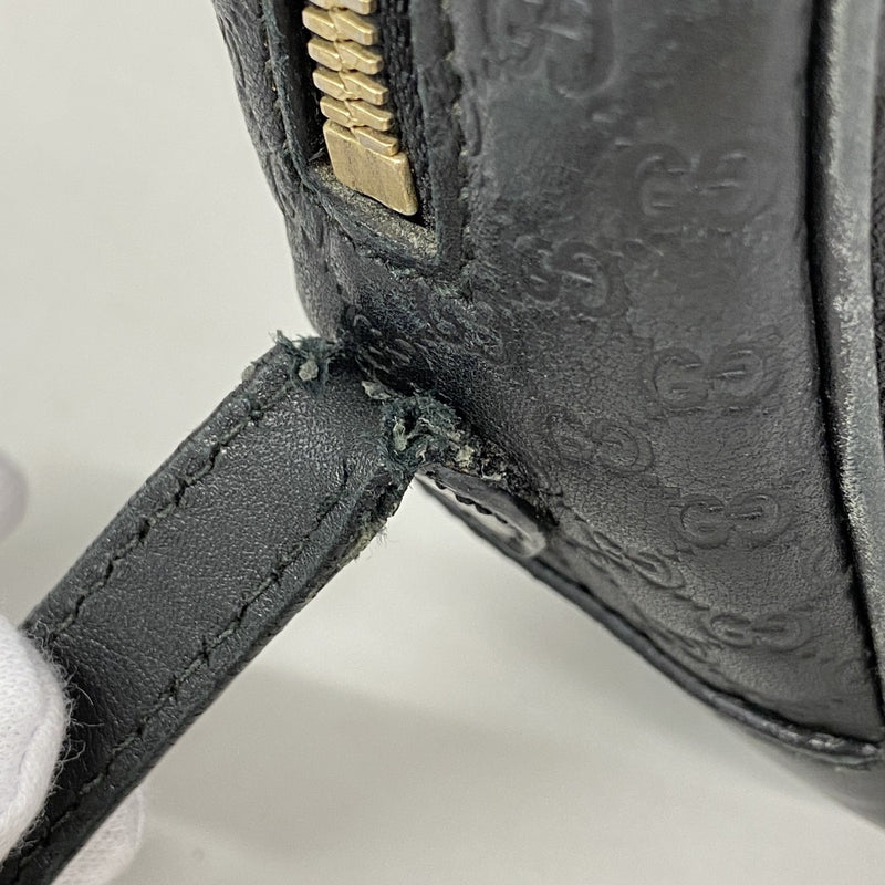 【6fa0218-k】グッチ ショルダーバッグ マイクログッチシマ 449413 レザー ブラック シャンパンゴールド金具【中古】レディース