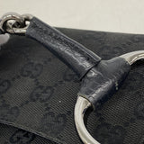 【6fa0219-k】グッチ ハンドバッグ GGキャンバス ホースビット 114923 キャンバス ブラック シルバー金具【中古】レディース