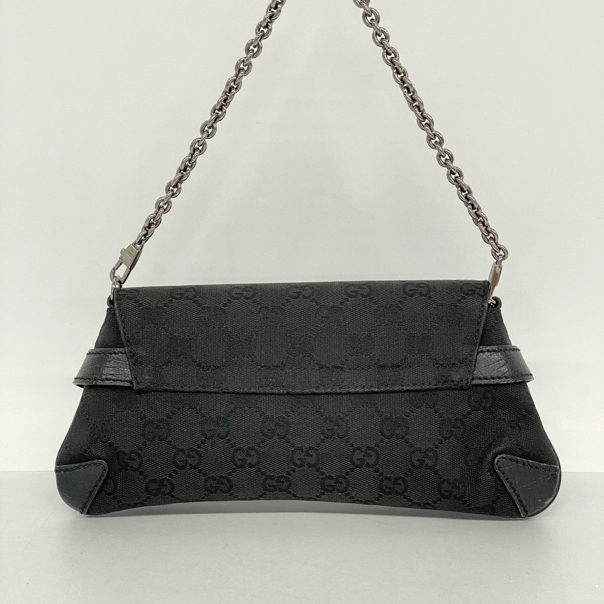 【6fa0219-k】グッチ ハンドバッグ GGキャンバス ホースビット 114923 キャンバス ブラック シルバー金具【中古】レディース