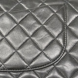 【6fa0222】シャネル ショルダーバッグ マトラッセ Wフラップ Wチェーン ラムスキン ブラック ゴールド金具【中古】レディース