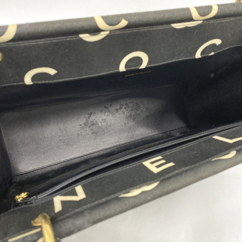 【6fa0228-k】シャネル トートバッグ キャンバス ブラック ホワイト ゴールド金具【中古】レディース