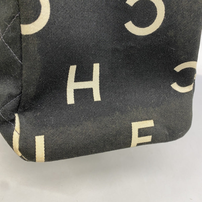 【6fa0228-k】シャネル トートバッグ キャンバス ブラック ホワイト ゴールド金具【中古】レディース
