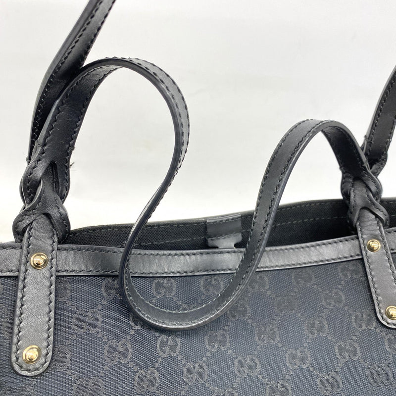 【6fa0230-k】グッチ トートバッグ GGキャンバス 247209 キャンバス ブラック ゴールド金具【中古】レディース