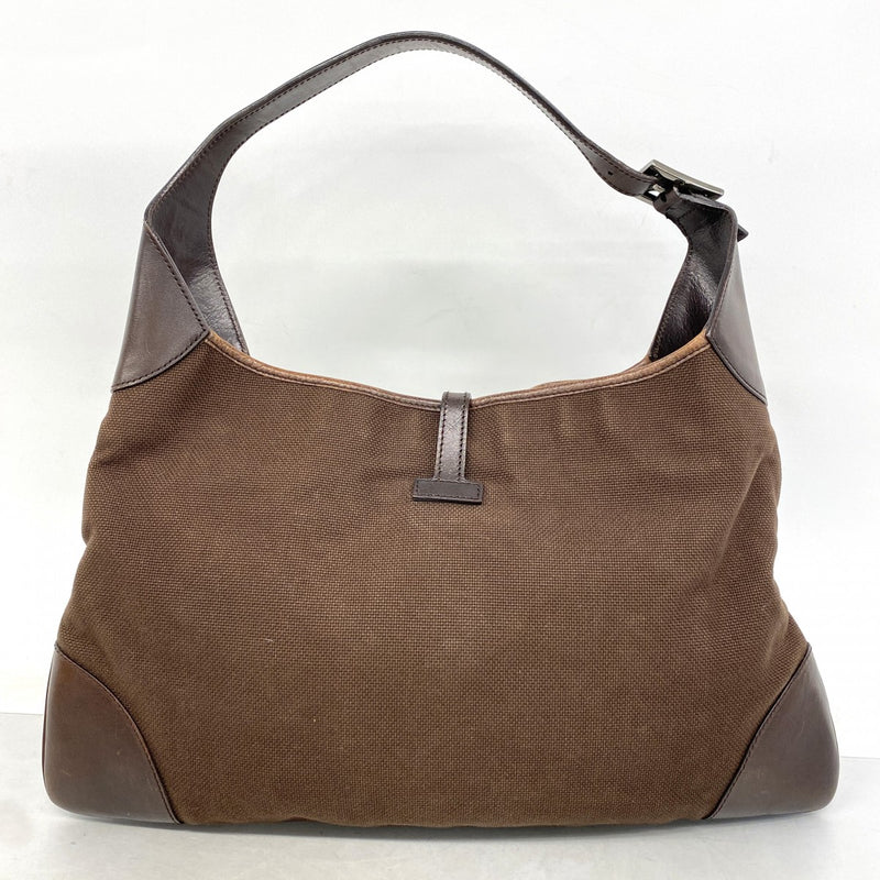 【6fa0231-k】グッチ ショルダーバッグ ジャッキー 28629 キャンバス ブラウン シルバー金具【中古】レディース