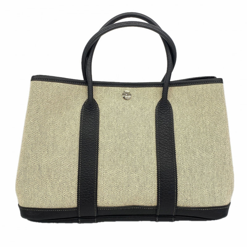 【6fa0255】エルメス トートバッグ ガーデンパーティTPM トワルアッシュ ブラック シルバー金具 □N刻印【中古】メンズ レディース ユニセックス