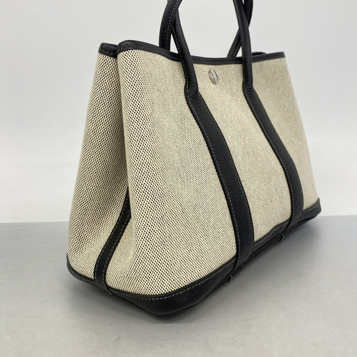【6fa0255】エルメス トートバッグ ガーデンパーティTPM トワルアッシュ ブラック シルバー金具 □N刻印【中古】メンズ レディース ユニセックス