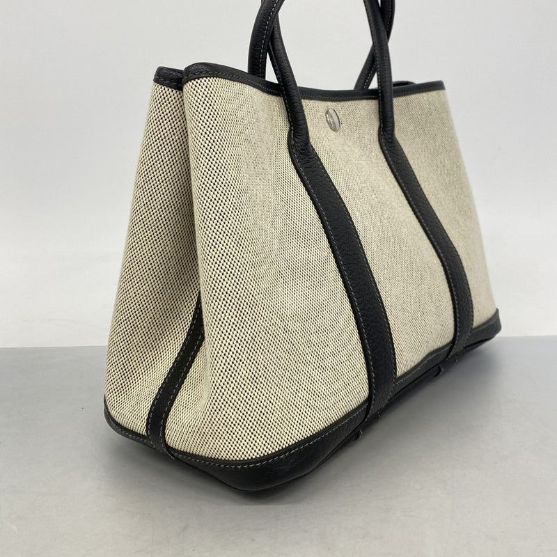【6fa0255】エルメス トートバッグ ガーデンパーティTPM トワルアッシュ ブラック シルバー金具 □N刻印【中古】メンズ レディース ユニセックス