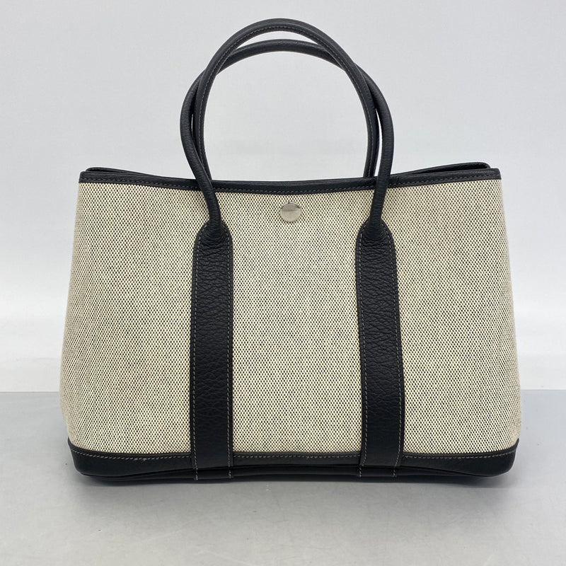 【6fa0255】エルメス トートバッグ ガーデンパーティTPM トワルアッシュ ブラック シルバー金具 □N刻印【中古】メンズ レディース ユニセックス