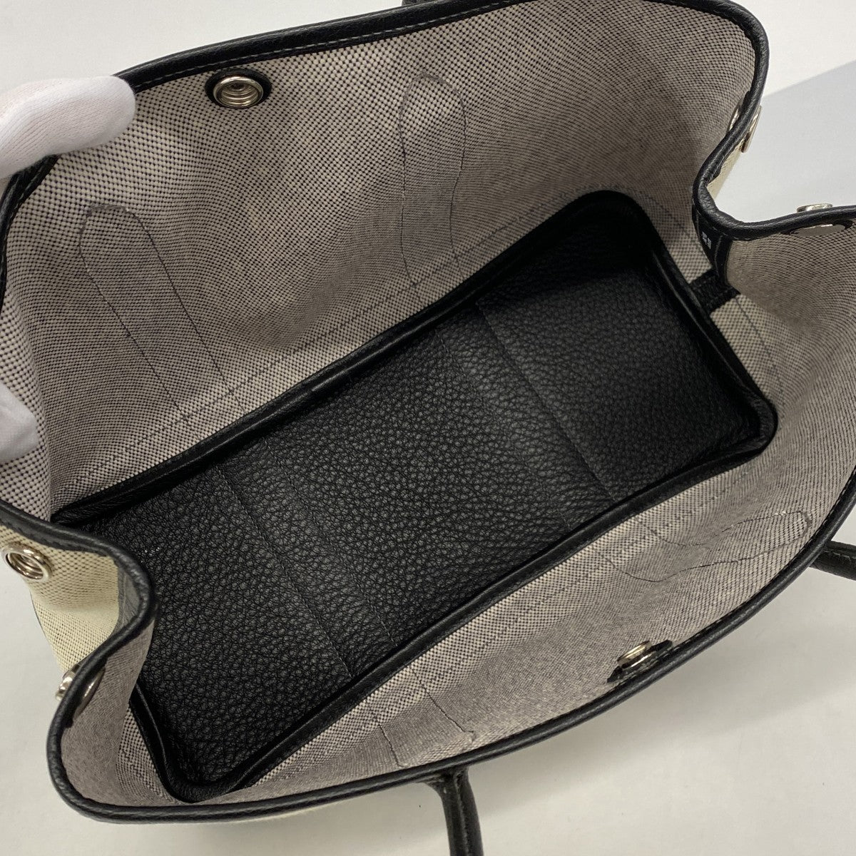 【6fa0255】エルメス トートバッグ ガーデンパーティTPM トワルアッシュ ブラック シルバー金具 □N刻印【中古】メンズ レディース ユニセックス