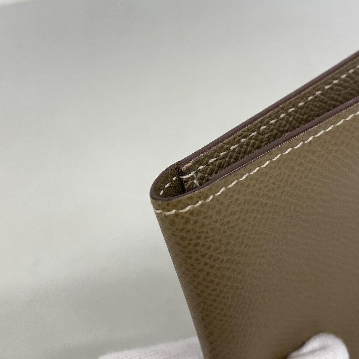 【6fa0256】エルメス カードケース MC2 ヴォーエプソン エトゥープ Y刻印【中古】レディース