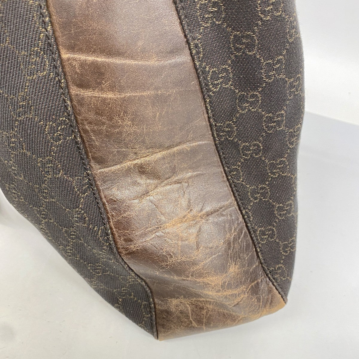 【6fa0261-k】グッチ トートバッグ 101920 デニム ブラウン シルバー金具【中古】レディース