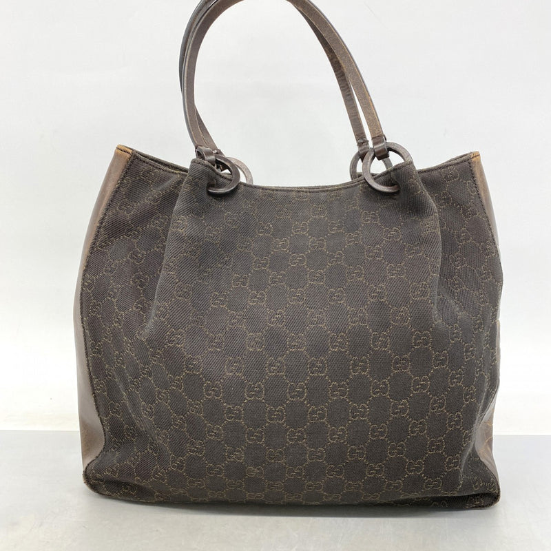 【6fa0261-k】グッチ トートバッグ 101920 デニム ブラウン シルバー金具【中古】レディース