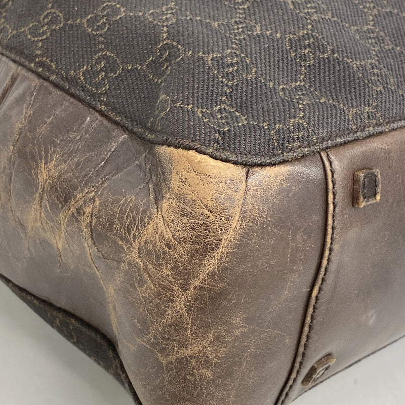 【6fa0261-k】グッチ トートバッグ 101920 デニム ブラウン シルバー金具【中古】レディース
