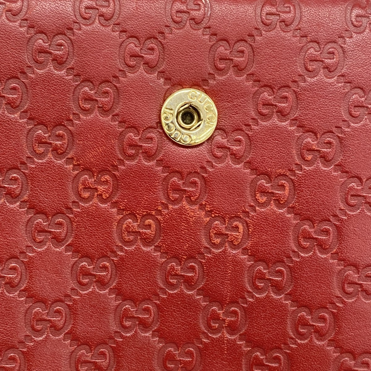 【6fa0262-k】グッチ 財布 マイクログッチシマ 449395 レザー レッド ゴールド金具【中古】レディース