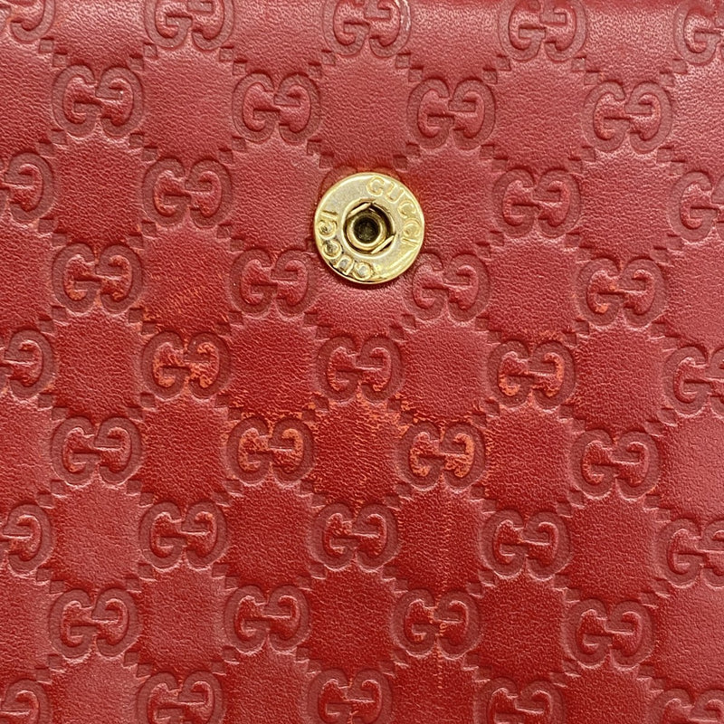 【6fa0262-k】グッチ 財布 マイクログッチシマ 449395 レザー レッド ゴールド金具【中古】レディース
